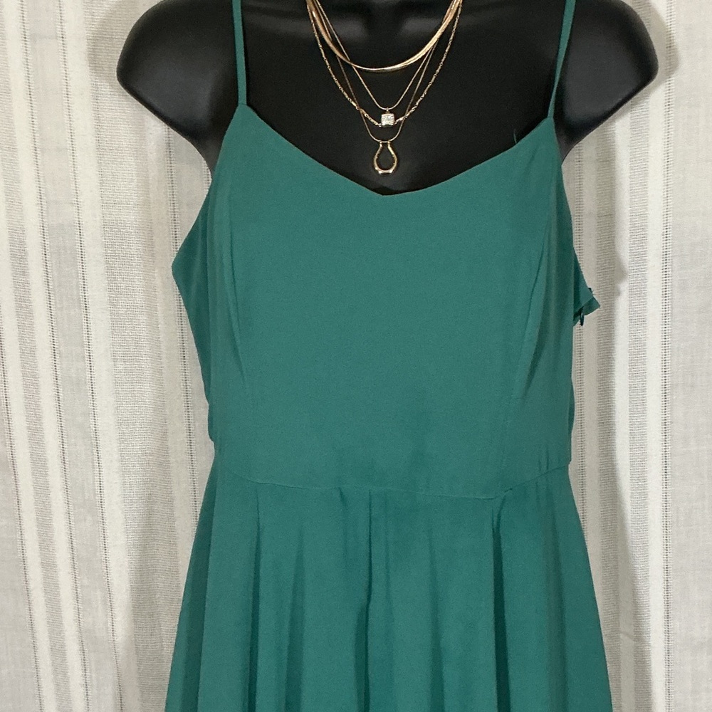 She + Sky Teal Green Maxi Dress Spaghetti Strap Flowy Sleeveless Size M - Picture 3 of 9